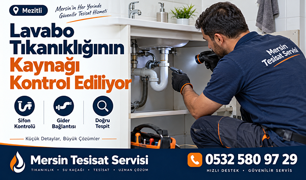 Lavabo Tıkanıklığının Kaynağı Kontrol Ediliyor